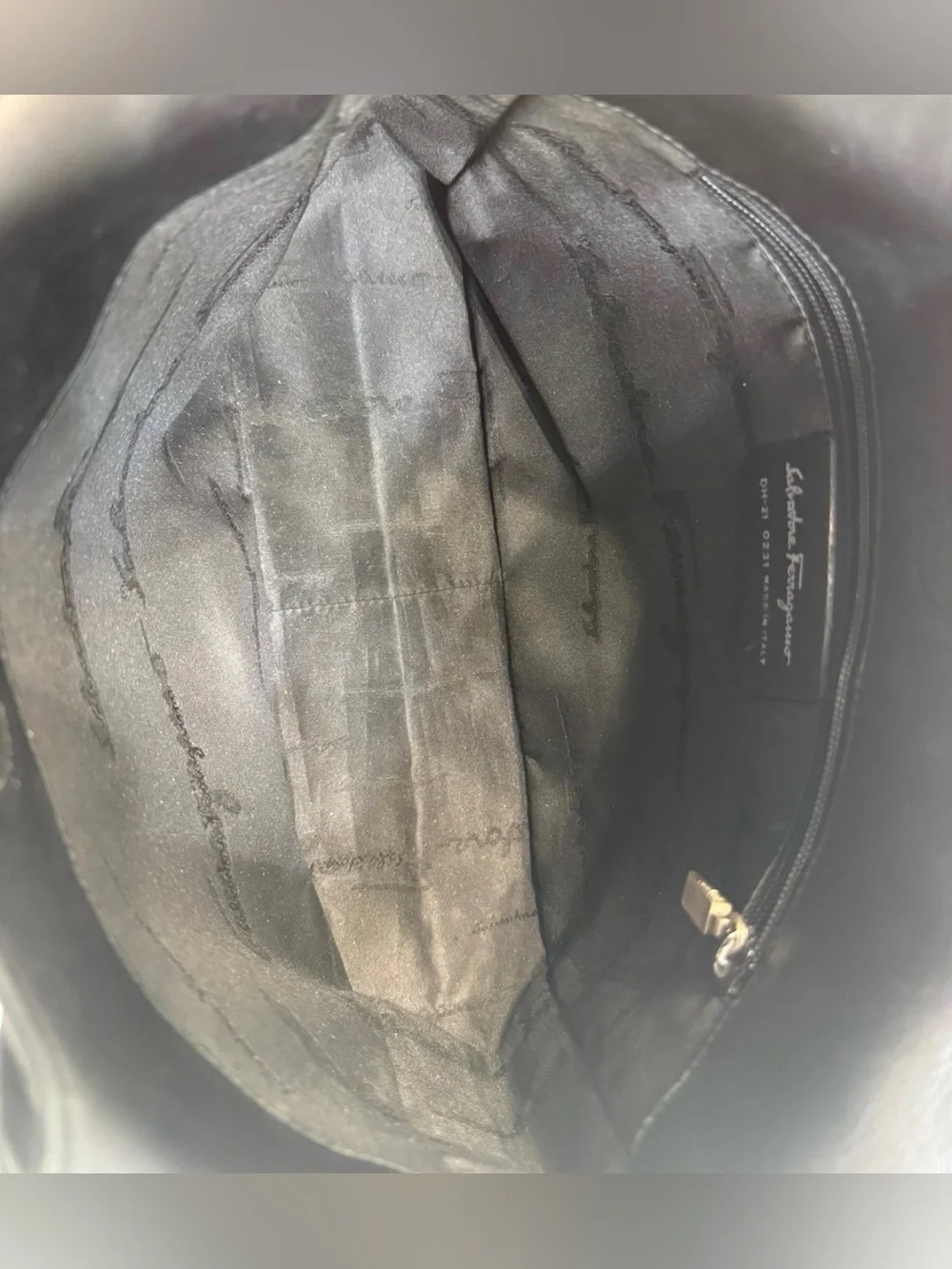 Authentic Ferragamo Black Soft Leather Hobo Tote Bag with Dual Outer Zips